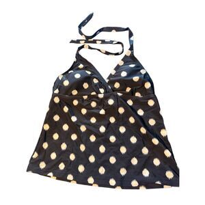 Mossimo Black halter Tankini Swim Top medium Black polka dot